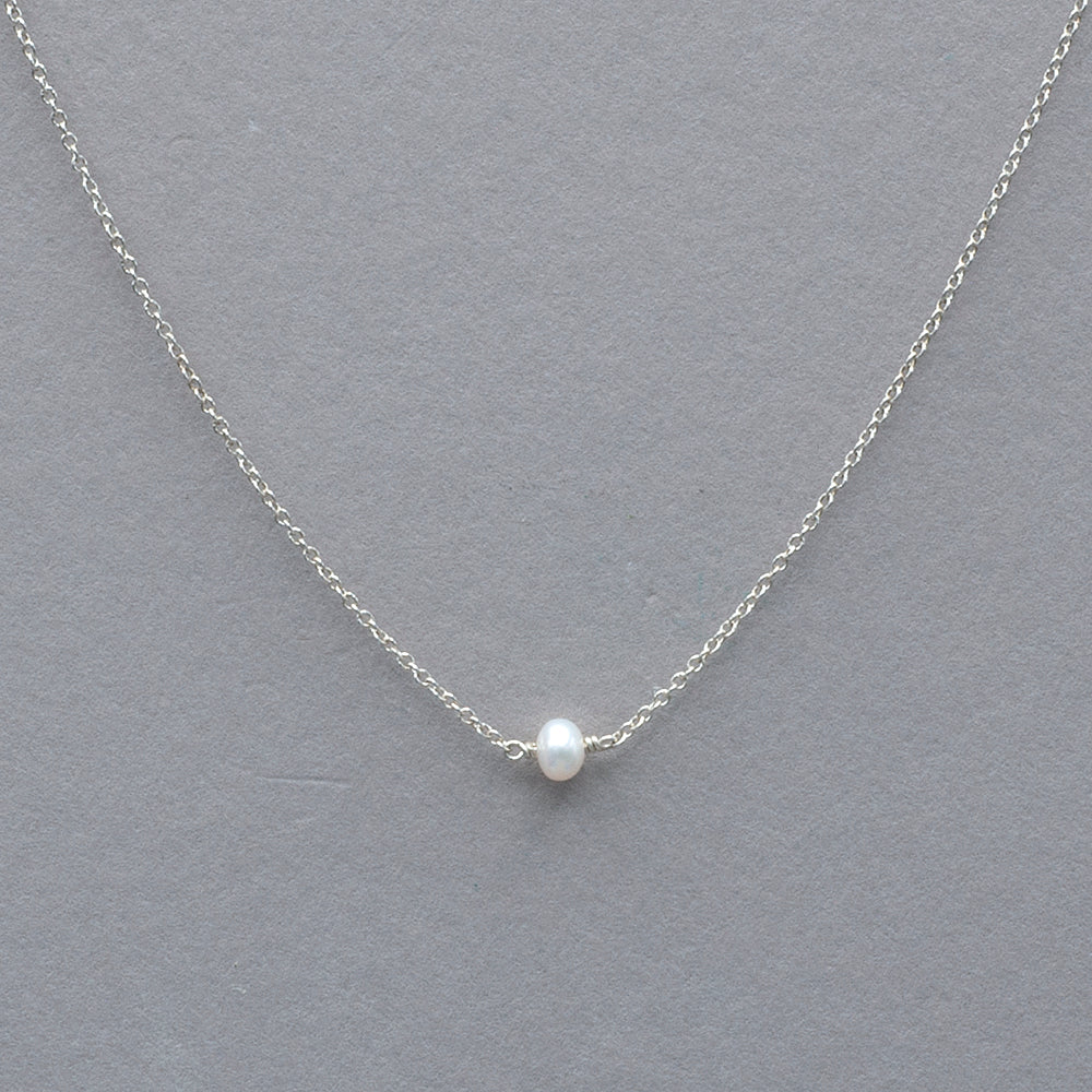 Tiny Pearl Sterling Silver Necklace