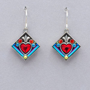 Firefly Large Heart in Diamond Shape Earrings