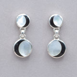 Acleoni Mother of Pearl and Black Onyx Moon Post Earrings