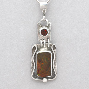 Jim Kelly Created Opal and Garnet Pendant