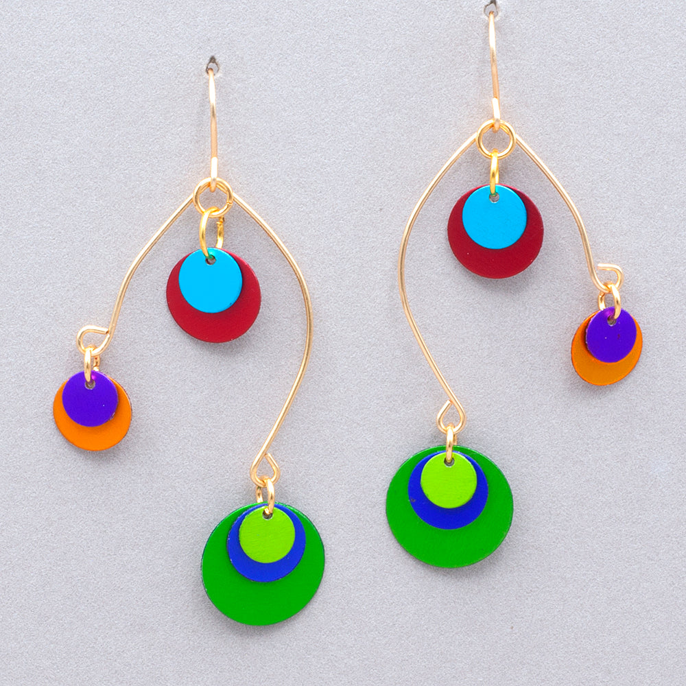 Aluminum Mobile in Gold Earrings