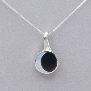 Acleoni Black Onyx & Mother of Pearl Moon Pendant