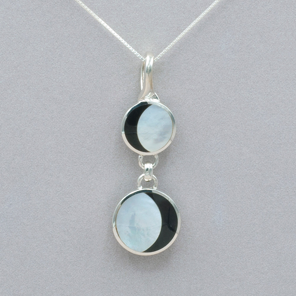 Acleoni Mother of Pearl and Black Onyx Moon Pendant