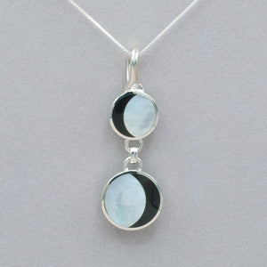 Acleoni Mother of Pearl and Black Onyx Moon Pendant