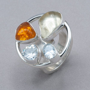 Lilly Barrack Citrine and CZ Circle Ring