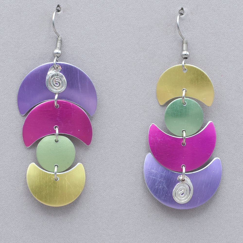 Sylvi Harwin Circles, Crescents and Spirals Asymmetric Earrings