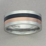 Italgem Stainless Steel Black and Rose IP Spinner Ring