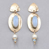 Tabra Vintage Pearl and Chalcedony Gold Earrings