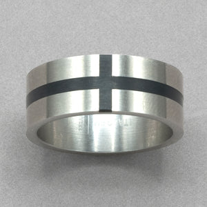 Italgem Stainless Steel Black Cross Ring